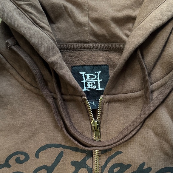 (Sold) NWT Ed Hardy Brown Hoodie with Graphic Motifs Size L - Picture 2 of 10
